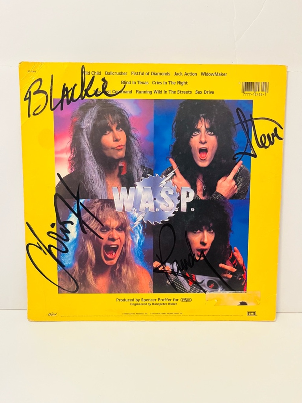WASP W.A.S.P. The Last Command Hand Signed Autographed Vinyl Album Full Band